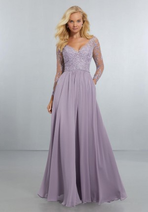 Morilee 21561 Sheer Long Sleeve Bridesmaid Gown