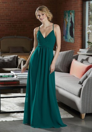 Morilee 21586 V Neck Chiffon Bridesmaid Dress