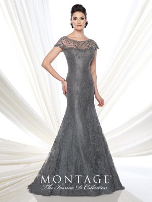 Ivonne D for Mon Cheri  215D10 Sheer Lace Formal Gown