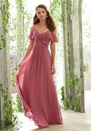 Size 6 Sage Morilee 21601 Romantic Ruffle Bridesmaid Dress