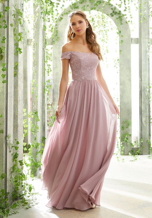 lace off the shoulder bridesmaid dress