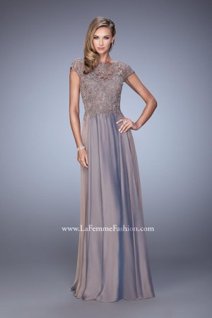 La Femme Evening 21627 Lace Chiffon Dress