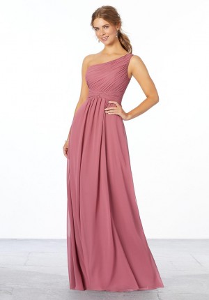 Size 10 Moss Morilee 21662 Ruched One Shoulder Bridesmaid Dress