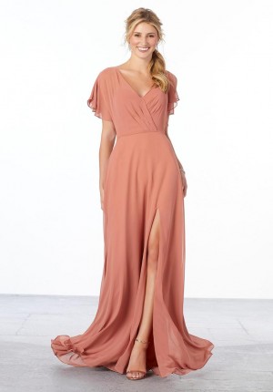 Size 10 Seaglass Morilee 21667 Flutter Sleeve Flowing Bridesmaid Dress