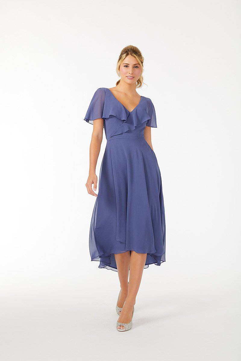 French Novelty: Morilee 21704 Flutter Sleeve Midi Bridesmaid Dress image.