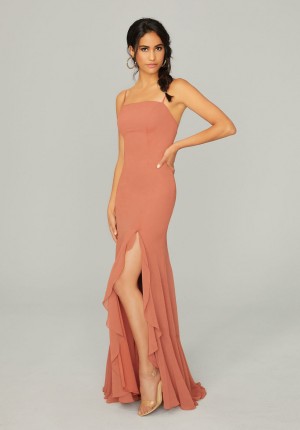 Size 14 Spice Morilee 21752 Ruffled Slit Bridesmaid Dress