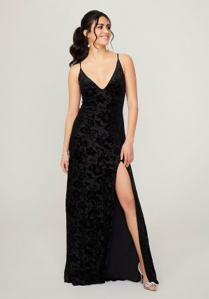 Morilee 21781 Floral Velvet Cowl Back Bridesmaid Dress