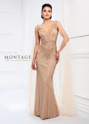 Ivonne D 218D30 Metallic Gown with Sheer Floor Length Cape