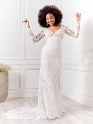 Christina Wu 22039 Long Sleeve Lace Destination Wedding Gown