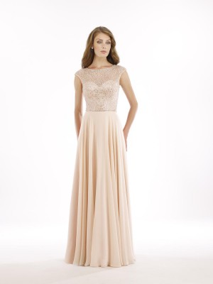 Rina Di Montella 2208 Beaded Illusion Formal Gown