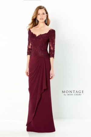 Size 12 Wine Montage 220942 Cascading Mothers Gown
