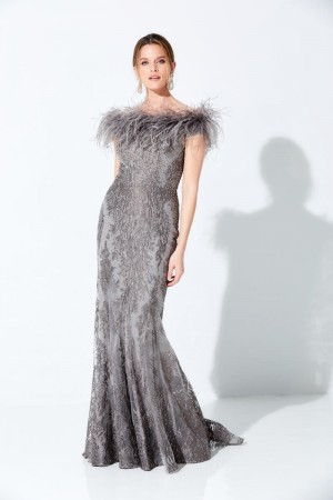 Ivonne D for Mon Cheri 220D22 Mothers Gown with Boa