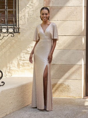 Christina Wu Celebration 22141 Flutter Sleeve Sequin Gown