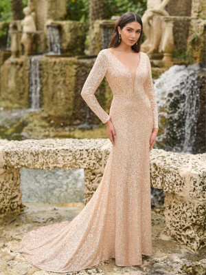 Christina Wu Celebration 22218 Long Sleeve Sequin Gown