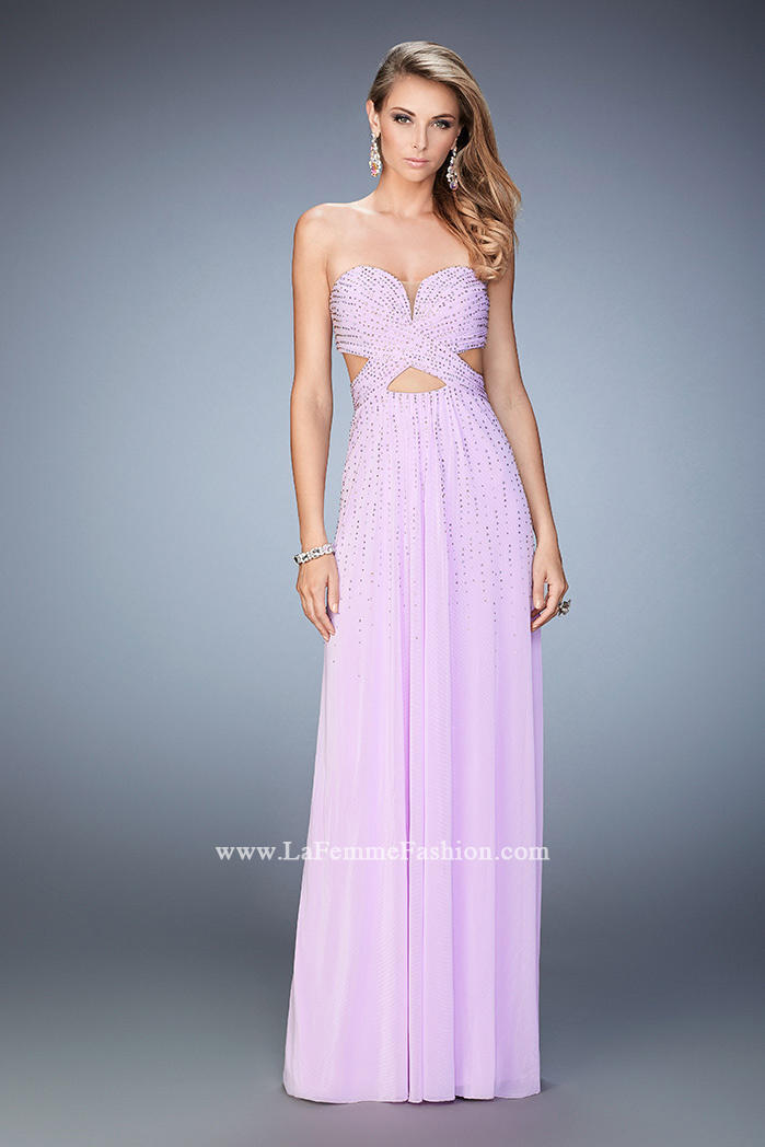 French Novelty: La Femme 22230 X Back Prom Gown