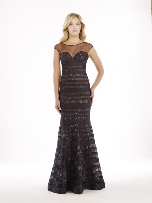 Rina Di Montella 2248C Illusion Formal Gown with Shawl