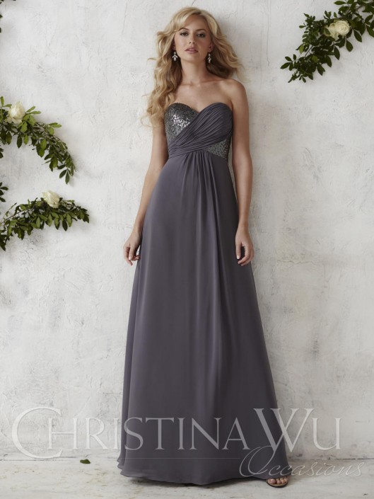 sequin and chiffon bridesmaid dress