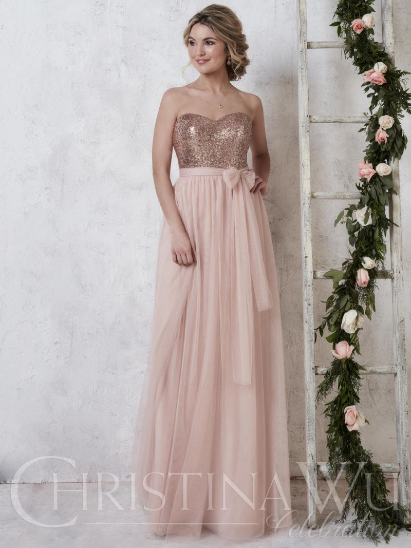 rose gold pink bridesmaid dresses