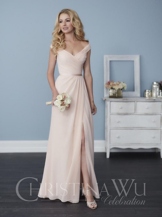 off shoulder maid of honor dress