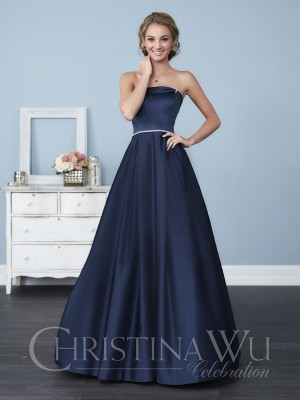 Size 10 White Christina Wu Celebration 22772 Satin Bridesmaid Gown