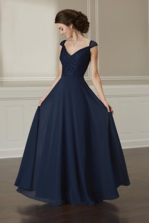 Size 18 Navy Christina Wu Celebration 22892 Lace Top Bridesmaid Dress