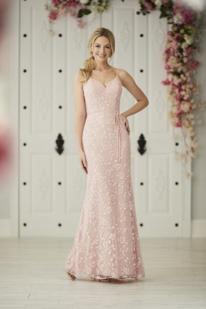 Size 12 Ivory Christina Wu 22909 Floral Sparkle Bridesmaid Dress