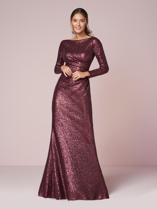 long sleeve sequin bridesmaid dress