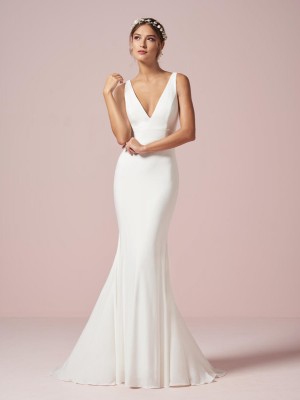 Christina Wu 22960 Deep V Neck Informal Wedding Dress
