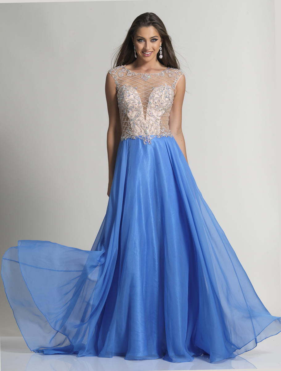 Dave and Johnny 2366 Beaded Chiffon Prom Gown: French Novelty