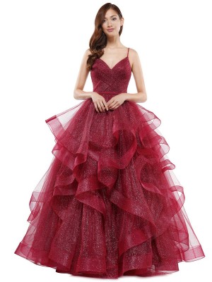 Colors Dress 2381 Glitter Ruffled Prom Dress