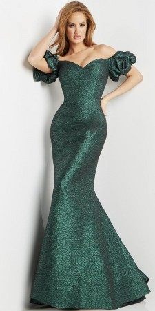 Jovani 24044 Off Shoulder Puff Sleeve Mermaid Gown