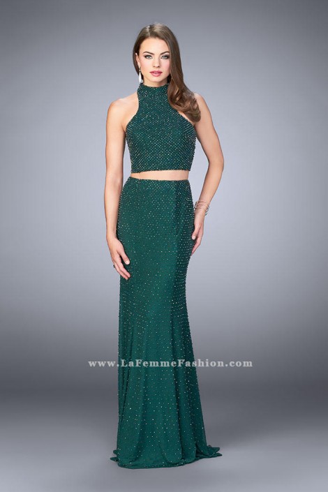 green 2 piece prom dress