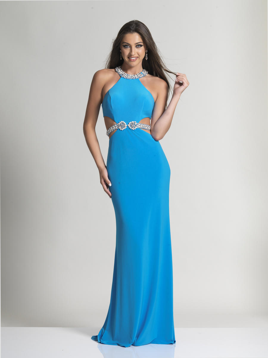 French Novelty: Dave and Johnny 2421 Jersey Prom Gown with Cutouts