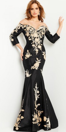Jovani 24327 Off Shoulder Mermaid Gown with Flowers