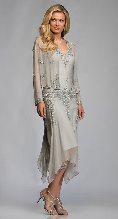 Scala 25360 Tea Length Mother of the Bride Dress: French Scala 25360 Tea Length Mother of the Bride Dress: French