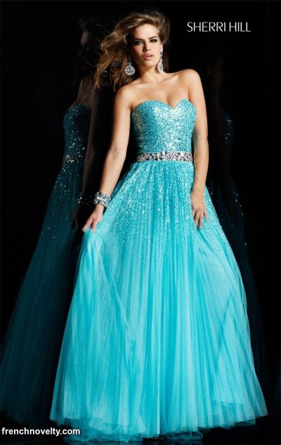 aqua evening gown