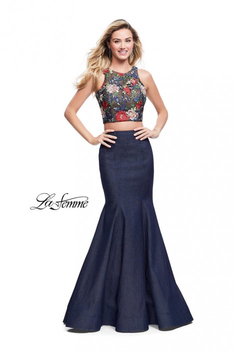 denim prom dress