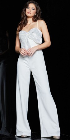 Jovani 25746 Sequin Bow Neck Jumpsuit