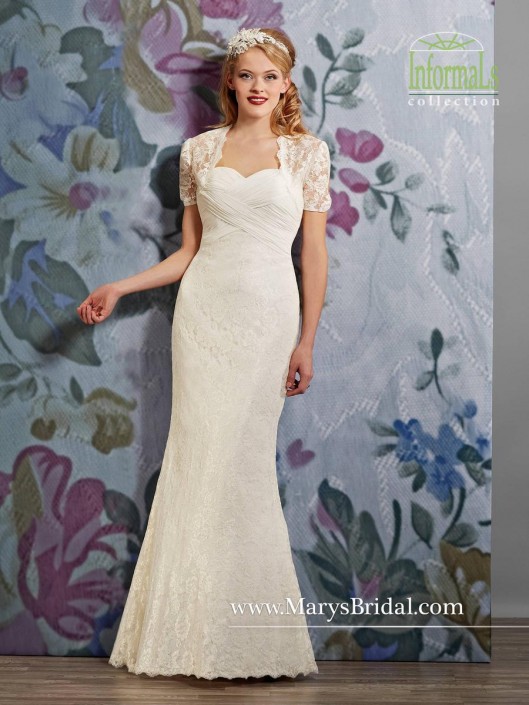 Marys Bridal 2591 Informal Lace Wedding Dress With Bolero French