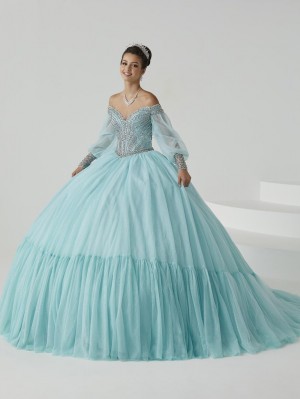 House of Wu 26012 Off Shoulder Sheer Sleeve Quince Dress
