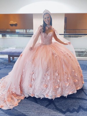 House of Wu 26015 Quince Dress with Long Sheer Cape