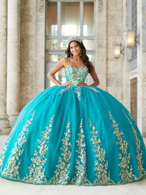 House of Wu 26035 Gold Lace Quinceanera Dress