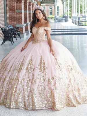 House of Wu 26044 Chain Sleeve Quinceanera Dress