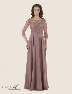 Size 14 Heather Rina Di Montella 2606 Sheer Lace Sleeves Mothers Gown