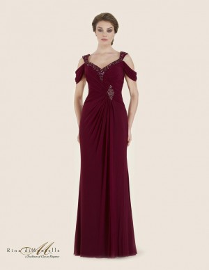 Rina Di Montella 2607 Cold Shoulder Draped MOB Dress