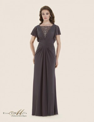 Rina Di Montella 2610 Flutter Sleeve Draped MOB Gown