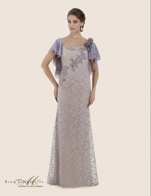 Rina Di Montella 2612 Lace Gown with Draped Chiffon