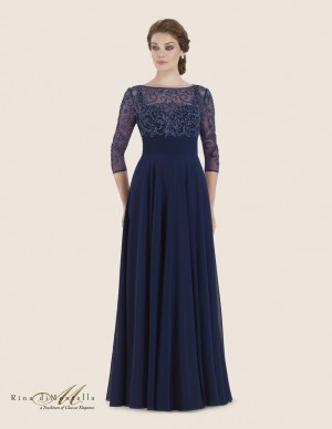 Rina Di Montella 2614 Mothers Gown with Sheer Sleeves