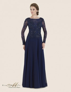 Rina Di Montella 2623 Sheer Long Sleeve Mothers Gown