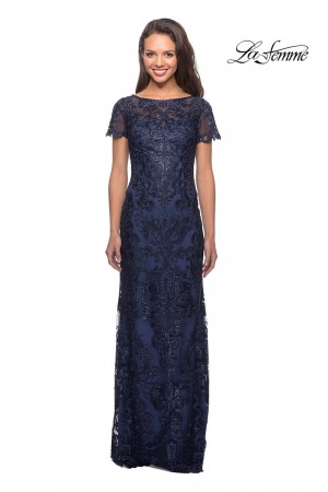 La Femme 26405 Short Sleeve Lace MOB Dress